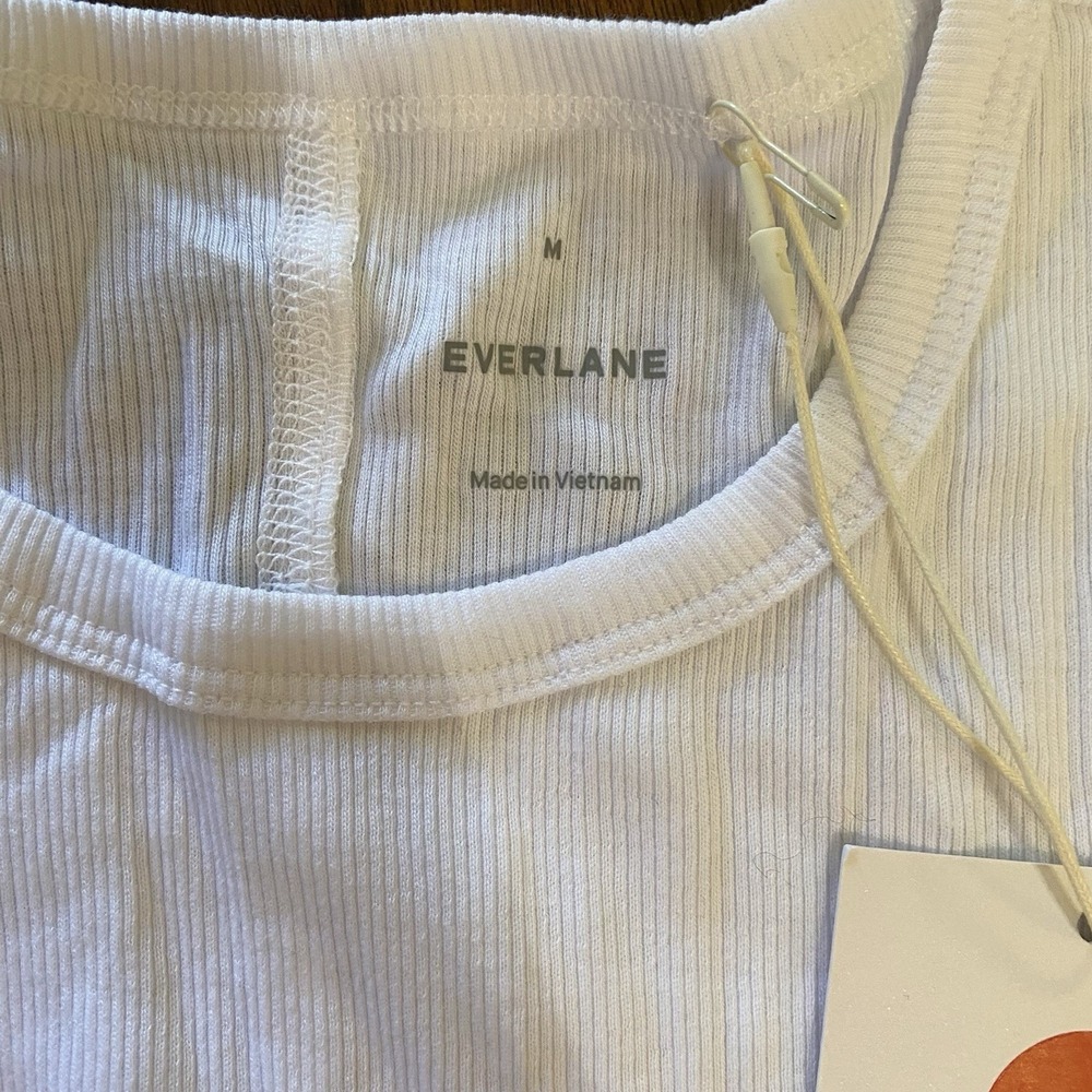 Everlane NWT Supima Cotton Luxe Micro-rib Long Sleeve Crew White Medium - Picture 8 of 8